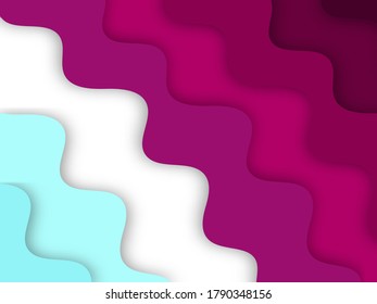 Multilayer three-dimensional texture vector background. Abstract topography concept design or current fluid illustration for website template. Origami smooth paper art form. 