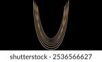 Multilayer Trendy Gold Chains Necklace On Black Background, Unique Fine Jewelry Vector Illustration.	