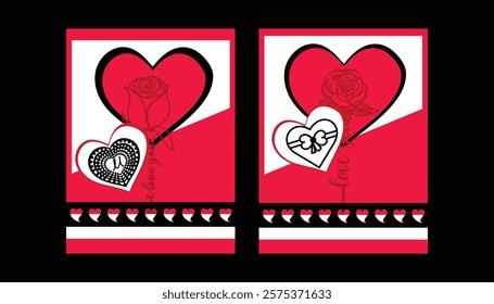Multilayer  Valentine's Gift Card with valentine's hearts elements.