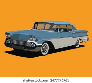 Multi-layer vector illustration of a classic car