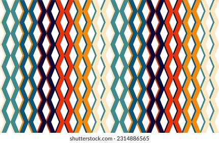 Multilayer Vintage color arrow zigzag seamless geometric diamond net repeat pattern, replete image, design for fabric printing
