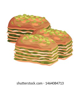 Multi-layered baklava. Vector illustration on white background.