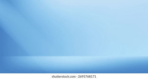 Mehrschichtiges blaues Podium mit eleganten weißen Wellenlinien auf der Rückseite für die Produktpräsentation. 