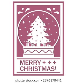 Multi-layered Christmas Card with Snow globe and Christmas Tree, cutting file