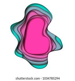 Multilayered colorful wavy frame in paper art style. Decorative design element for posters, banners, flyers, leaflets and other items.