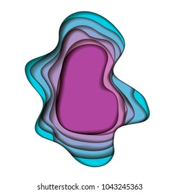 Multilayered colorful wavy frame in paper art style. Decorative design element for posters, banners, flyers, leaflets and other items.