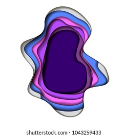 Multilayered colorful wavy frame in paper art style. Decorative design element for posters, banners, flyers, leaflets and other items.