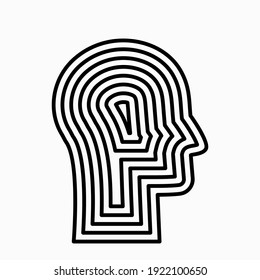 multi-layered human head. Conception of psychology, artificial and cosmic mind, mental health. vector illustration isolated on black background