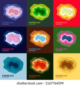 Multilayered paper with holes in it with shadows. Vector background design.