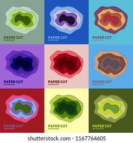 Multilayered paper with holes in it with shadows. Vector background design.