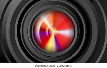 Multilayered red glass button. 3D layers and red lighting. Vector background