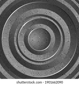 Marco redondo de plata multicapa. Fondo geométrico abstracto