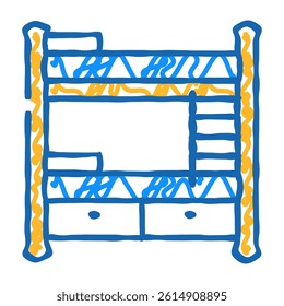 multilevel bed furniture doodle icon sketch vector. multilevel bed furniture sign. isolated symbol illustration
