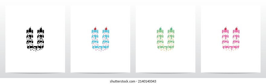 Multilevel Cake Letter Logo Design U 