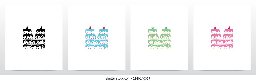 Multilevel Cake Letter Logo Design M 