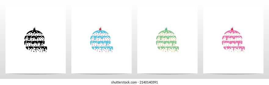 Multilevel Cake Letter Logo Design Q 