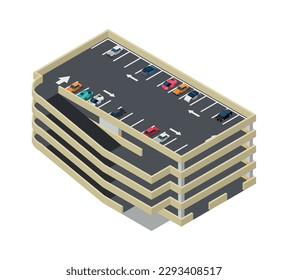 Multilevel car park isometric icon 3d vector illustration