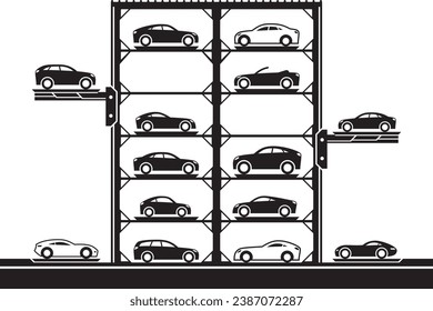 Multilevel car parking - vector illustration
