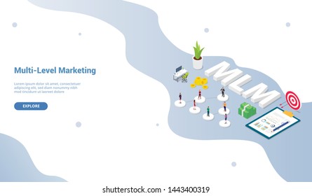 multi-level marketing business concept with team people scheme binary tree concept for website template or landing homepage and isometric modern flat style - vector