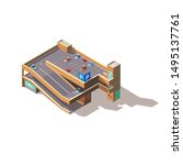 Multilevel, multistorey car parking with city automobiles standing at outdoor parking area on roof, underground level isolated, isometric vector. Urban transport infrastructure element illustration