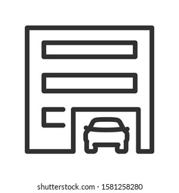 multi-level parking, building, linear icon. Editable stroke