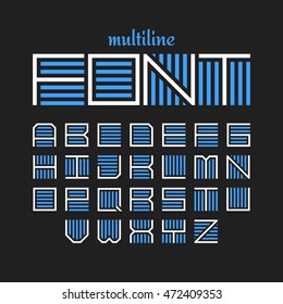 Multiline font, bold style vector illustration
