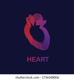 Multi-line heart technology logo multicolored icons.
