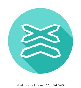multi-line railway icon in Flat long shadow style on white background