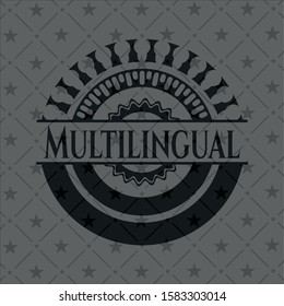 Multilingual black emblem. Vector Illustration. Detailed.