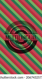Multilingual christmas colors badge. Vector Illustration. Detailed. 