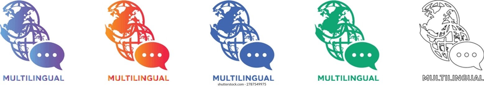 Multilingual Communication Globe Icon Set vol 650