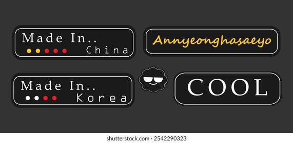 Multilingual Greeting Badge Vector Set  EPS Illustration for Global Communication Design