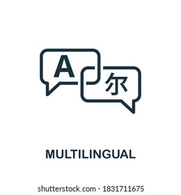 Multilingual icon. Creative element sign from life skills collection. Monochrome Multilingual icon for templates, infographics and more.