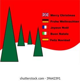 Multilingual plain modern contemporary Merry Christmas card