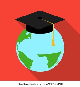 Multilingual planet icon in flat style isolated on white background. Interpreter and translator symbol stock vector illustration.