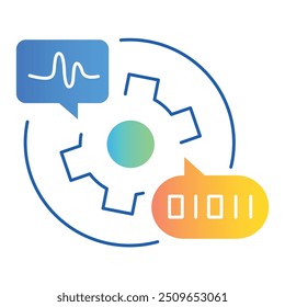 Design de ícone de tradução multilíngue. Representa Tradução De Idiomas, Tradutores De IA, Comunicação Global, Suporte Entre Idiomas. Ícone de vetor com traçados e cores editáveis.