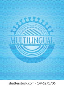 Multilingual water style emblem. Vector Illustration. Detailed.