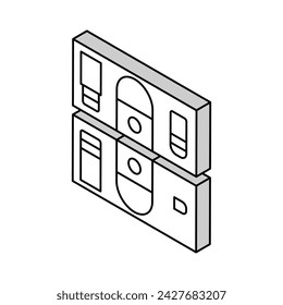Isometrischer Symbolvektor für Multi-Location-Management-Services. Zeichen für Multi-Location-Management-Services. Isolierte Symboldarstellung