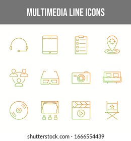 Multimedia-12 Vektorsymbole in einem Set	