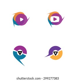 Multimedia abstract icons, set