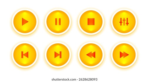 Reproductor de audio multimedia Botón Iniciar sesión Set Vector