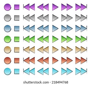 Multimedia, audio, video buttons - Play, fast forward, backward, next, previous, stop, record buttons.