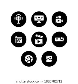 Multimedia black and white icon illustration