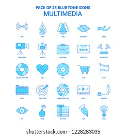 Multimedia  Blue Tone Icon Pack - 25 Icon Sets