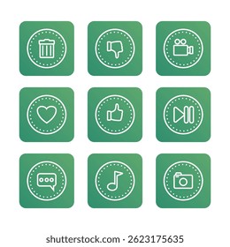 Multimedia button icon collection. Vector icon illustration