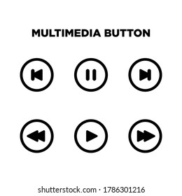 multimedia button icon set vector illustration template on a white background