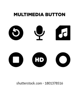 Multimedia button icon vector illustration template set on white background