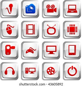 Multimedia button set. Vector illustration.