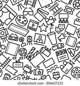 Multimedia / Cinema Hand Drawn Seamless Icon Pattern 