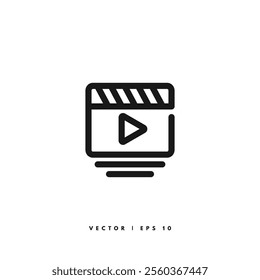 Multimedia Clapperboard Icon. Editable Stroke